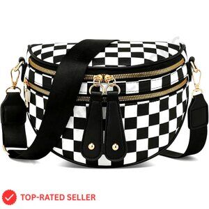 Trendy Vegan Leather Crossbody Sling Bag Adjustable Strap Multiple Pockets